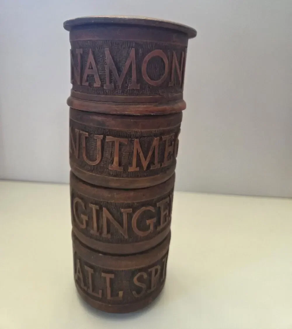 Vintage TreenwWooden Stackable Spice Tower - 4-Piece Set